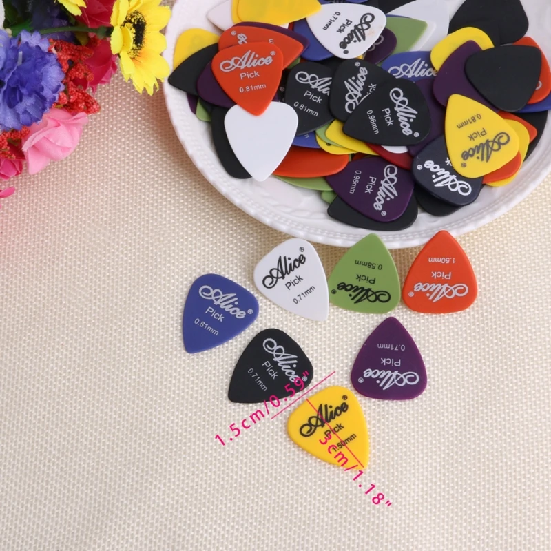 

100pcs Acoustic Electric Guitar Picks Plectrum Various 6 thickness w/ Pick Box