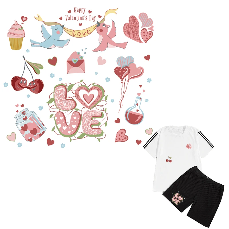 

Valentine Pattern T-shirt Patches Striped Jeans Stickers A-Level Washable Heat Transfer Patches New Design Sticker-CQ