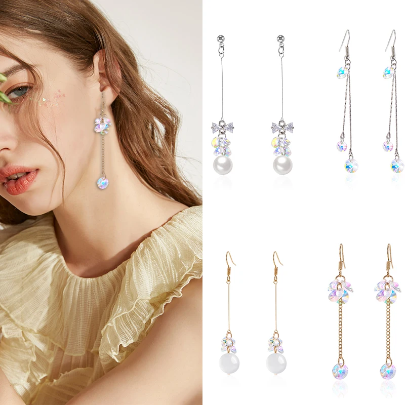 Женские серьги с цветным цирконием большие квадратной звездой длинные вечерние