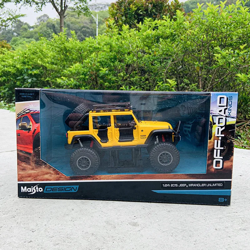 

Maisto 1:24 2015 Jeep Wrangler yellow manufacturer authorized simulation alloy car model crafts decoration collection toy