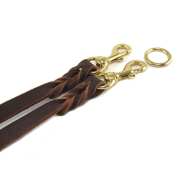 Съемный двойной поводок из натуральной кожи Премиум Многофункциональный для