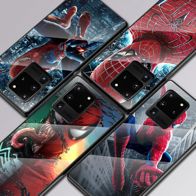 

Cool Marvel Spider Man For Samsung Galaxy S20 FE S10e S10 S9 S8 Ultra Plus Lite Plus 5G Tempered Glass Cover Phone Case