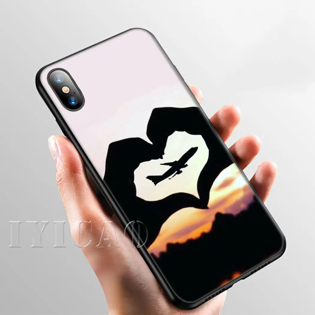 Роскошный мягкий силиконовый чехол IYICAO Airplane для iPhone 11 Pro Max XR X XS 6 6S 7 8 Plus 5 5S SE |