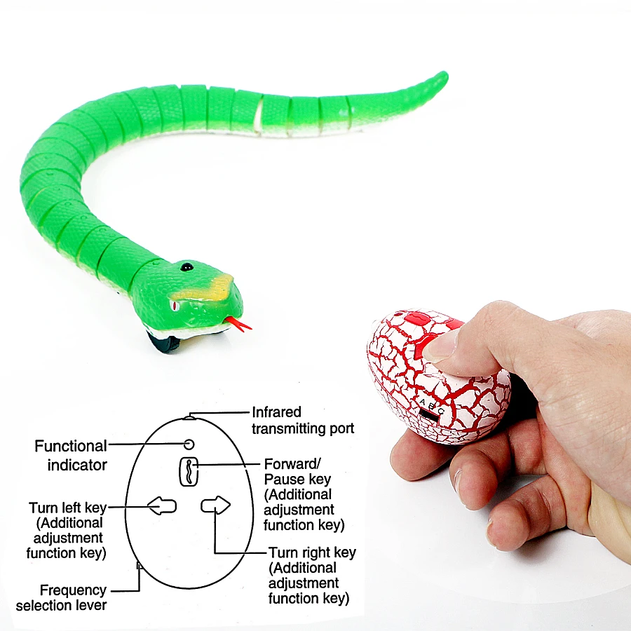 

16" Long Rechargeable RC Snake Toy With Interesting Egg Radio Control Realistic Joke Scary Trick Toys 4 colors for Kids Play