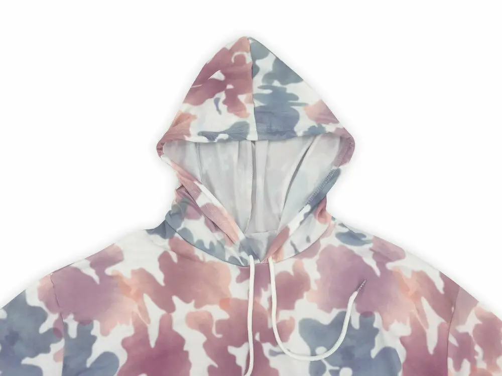 

Women Loose Pullover Hoodie Hoodie Tie Dyeing Lady Sweatshirt Hooded Tops Pocket Casual Outfits Outwear Clothes 2019