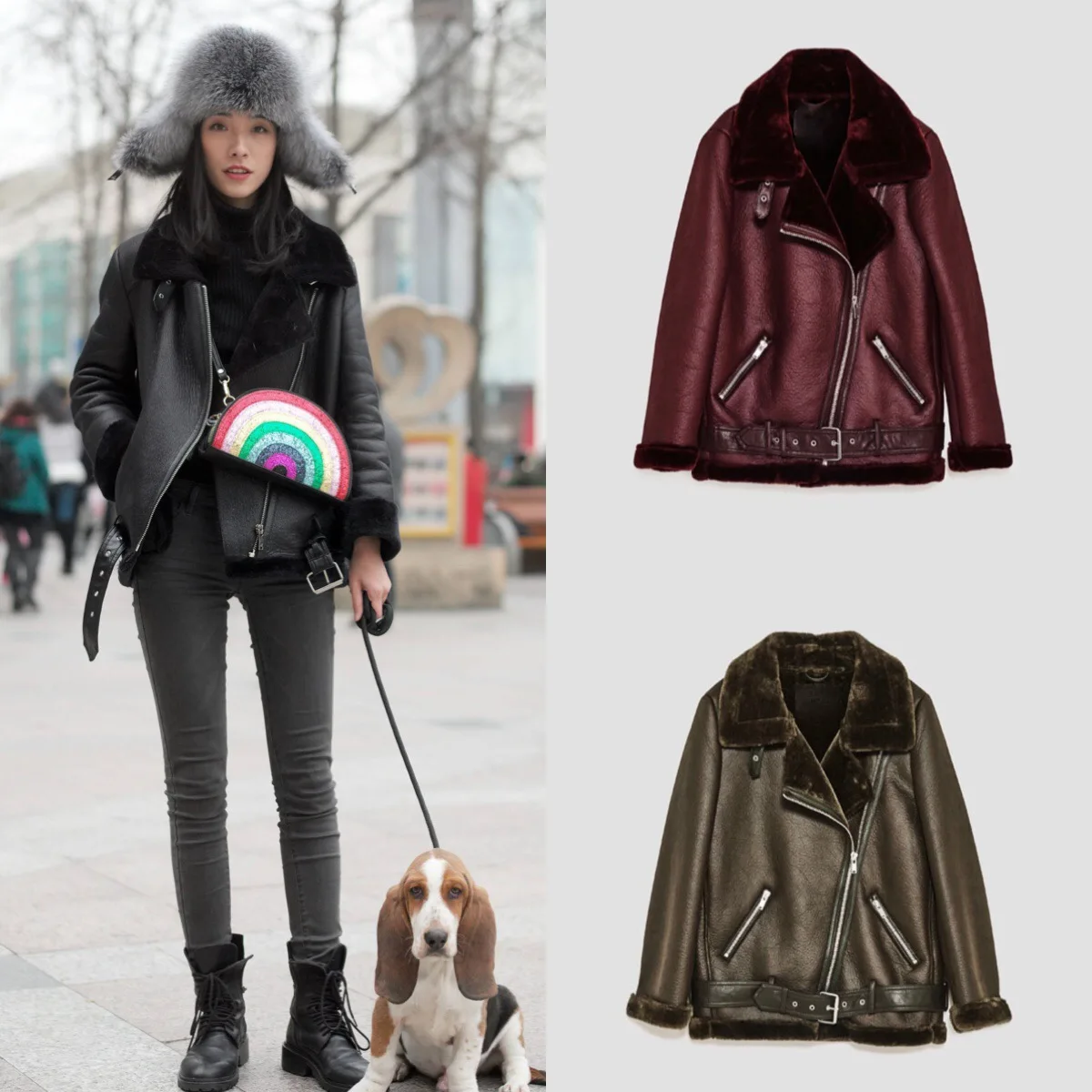 Теплая женская зимняя мотоциклетная бархатная куртка короткая с отворотами