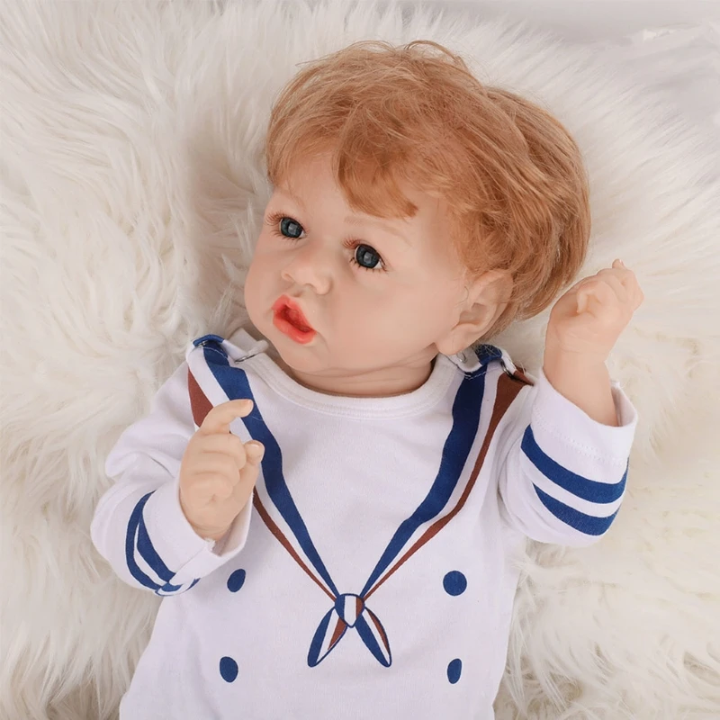 

G2AD 58cm Realistic Doll Baby Soft Body Silicone Lifelike Toy Open Eyes Boy