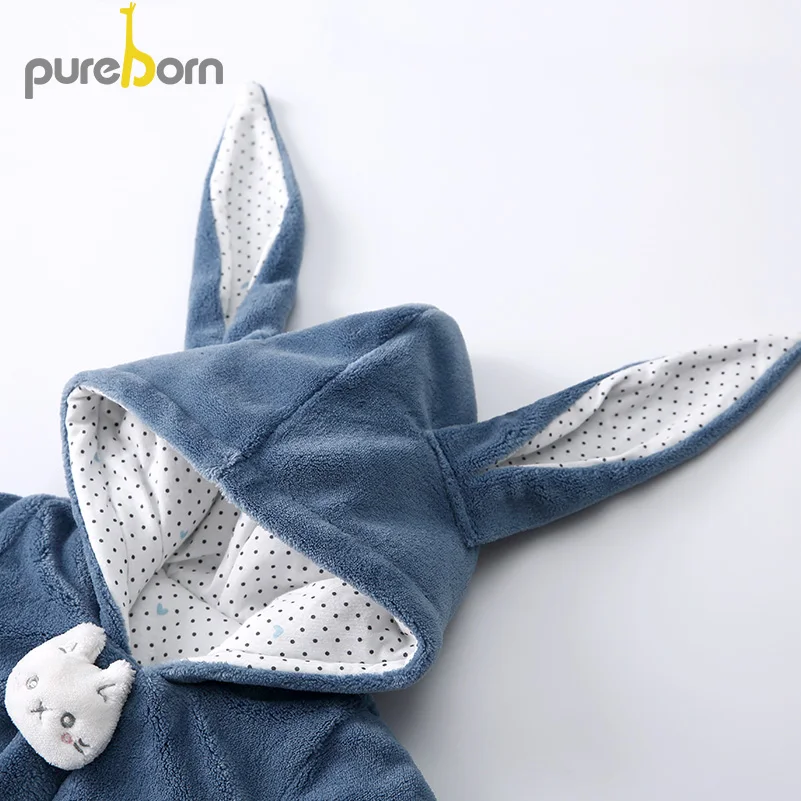 Pureborn новорожденных унисекс Детский комбинезон с капюшоном для мальчиков и