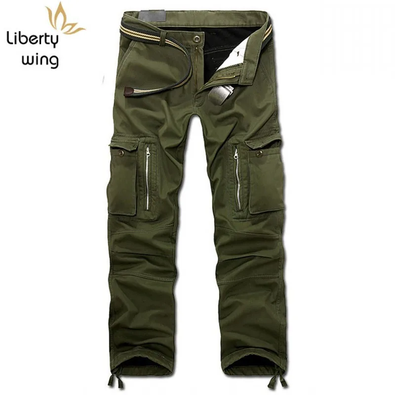 Новые зимние мужские брюки карго корейские повседневные Прямые свободные с