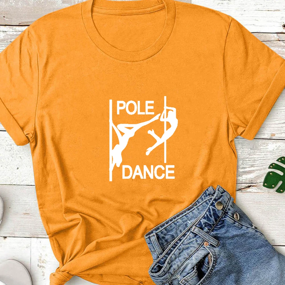 Футболка женская с графическим принтом для танца шеста хлопковая тенниска