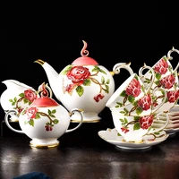 15pc set flower embossed porcelain coffee pot cup set court crown design court palace cup set vintage tea party