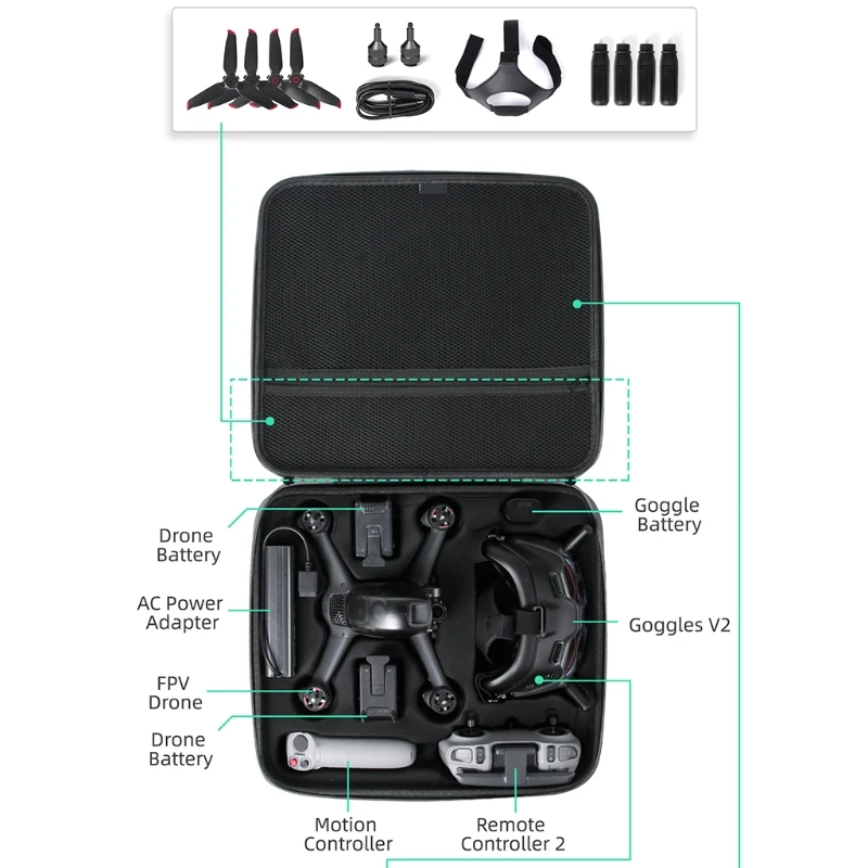 

Outdoor Shockproof Storage Bag Travel Carrying Case Protective Box for D-JI FPV Goggles V2/FPV Combo Drone