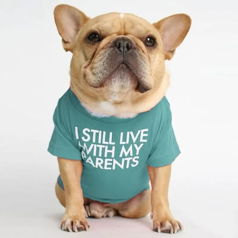

Big Size Letters Printed Summer Dog T-shirt Pure Cotton Dog Clothes for French Bulldog Soft Breathable Pet Costume 2020 Fashion