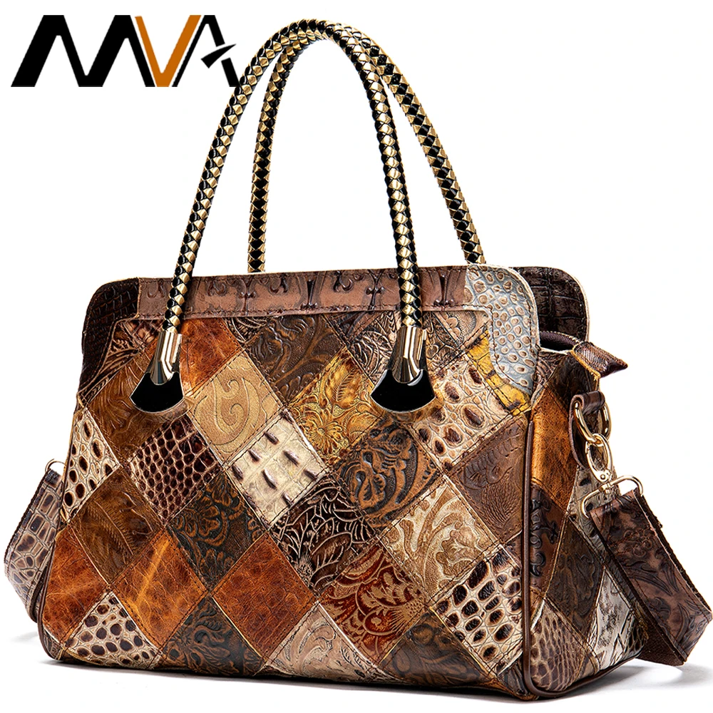 Сумка MVA женская из натуральной кожи Лоскутная сумка тоут роскошные дизайнерские