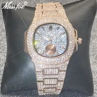 classic hip hop missfox men watches iced out hot top luxury brand full diamond bling quartz wristwatches luxurious aaa clocks