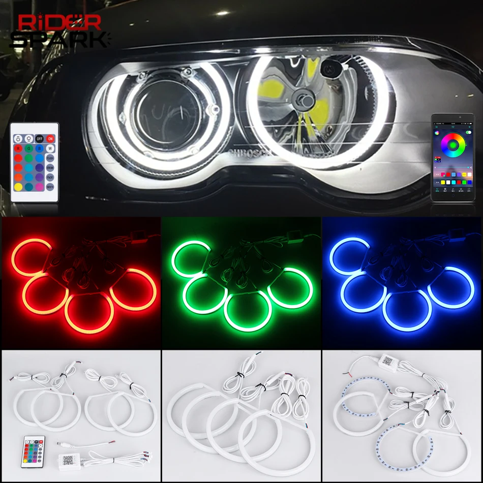 

Cotton Light Angel Eyes For BMW E46 E39 E36 E38 Sedan/Coupe/Wagon Xenon Headlight Tuning RGB LED Halo Rings APP RF Control DRL