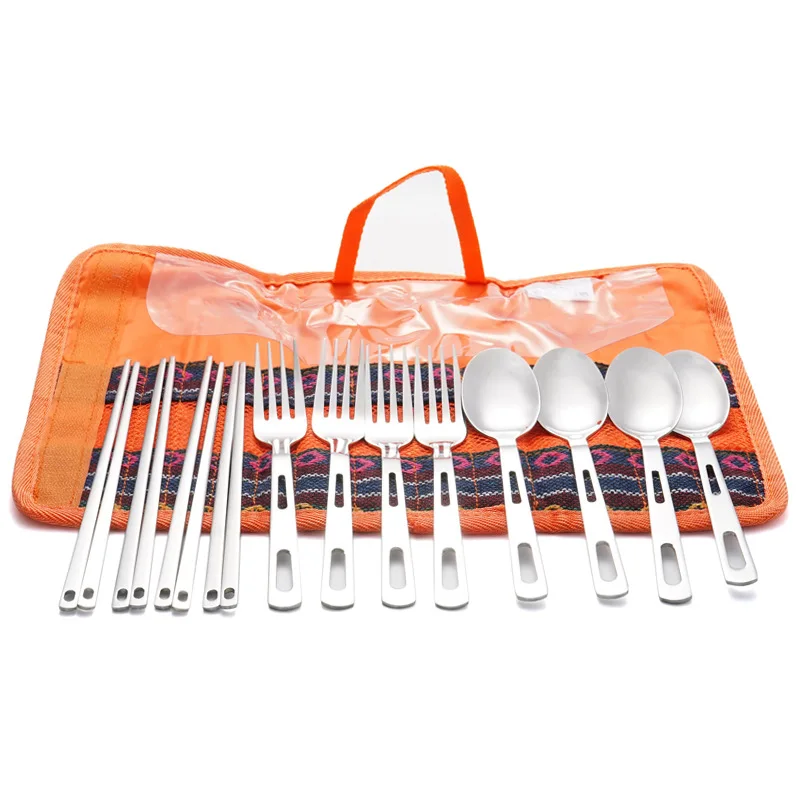 

12 шт. кемпинг набор столовых приборов Нержавеющая сталь столовый набор из вилок ложка Chospsticks Кухня посуда для пикника на открытом воздухе п...