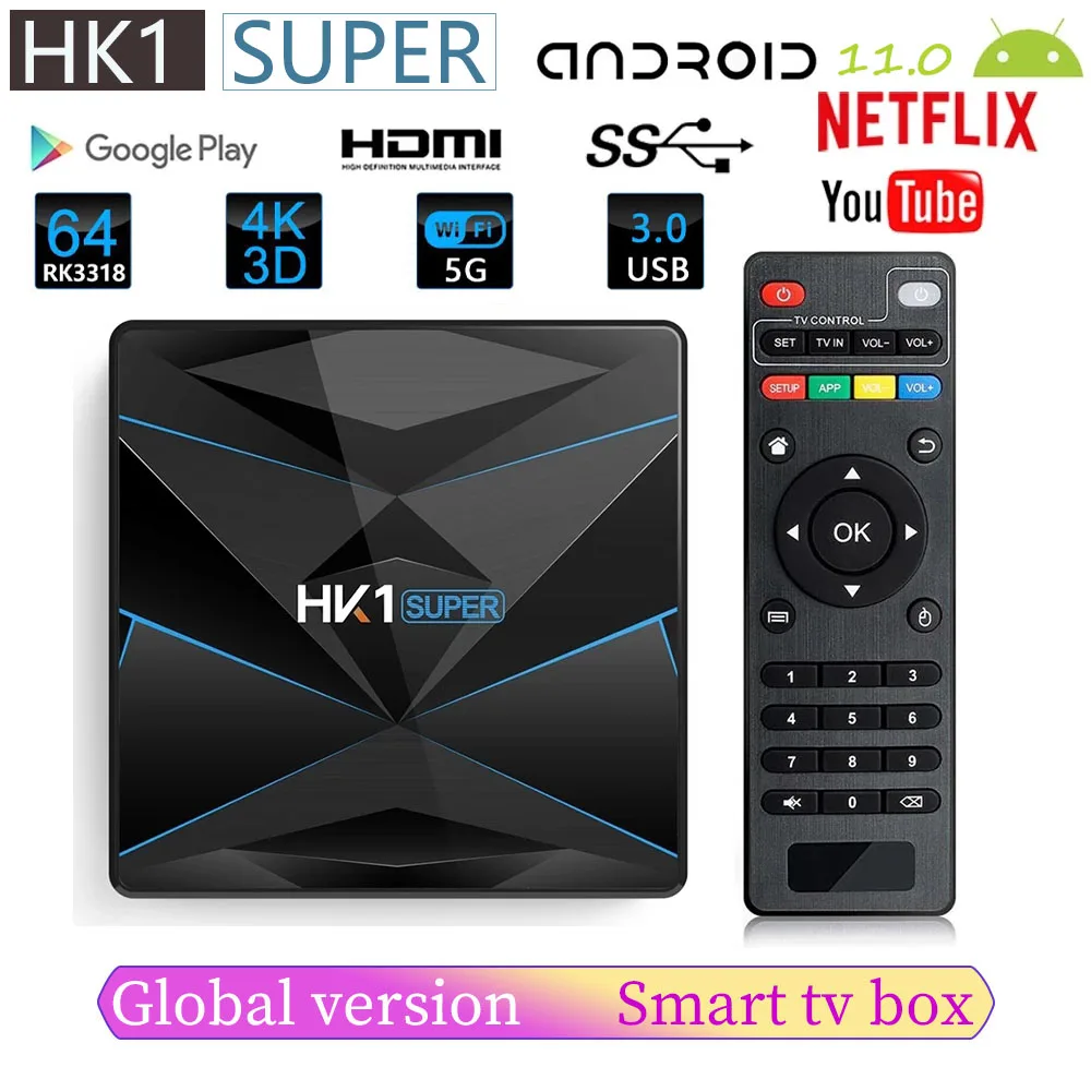 

Умная ТВ-приставка HK1, Android 10,0, четырехъядерный процессор RK3318, 4 ГБ, 16 ГБ, 32 ГБ, 64 ГБ