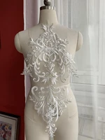 large mesh bridal applique ivory white black red venice lace applique back applique lace patch 1 piece