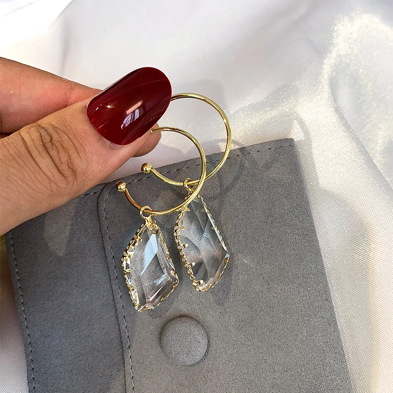 

925 Silver Pin C-ring Crystal Earstuds Summer Korean Fashion Earrings for Women