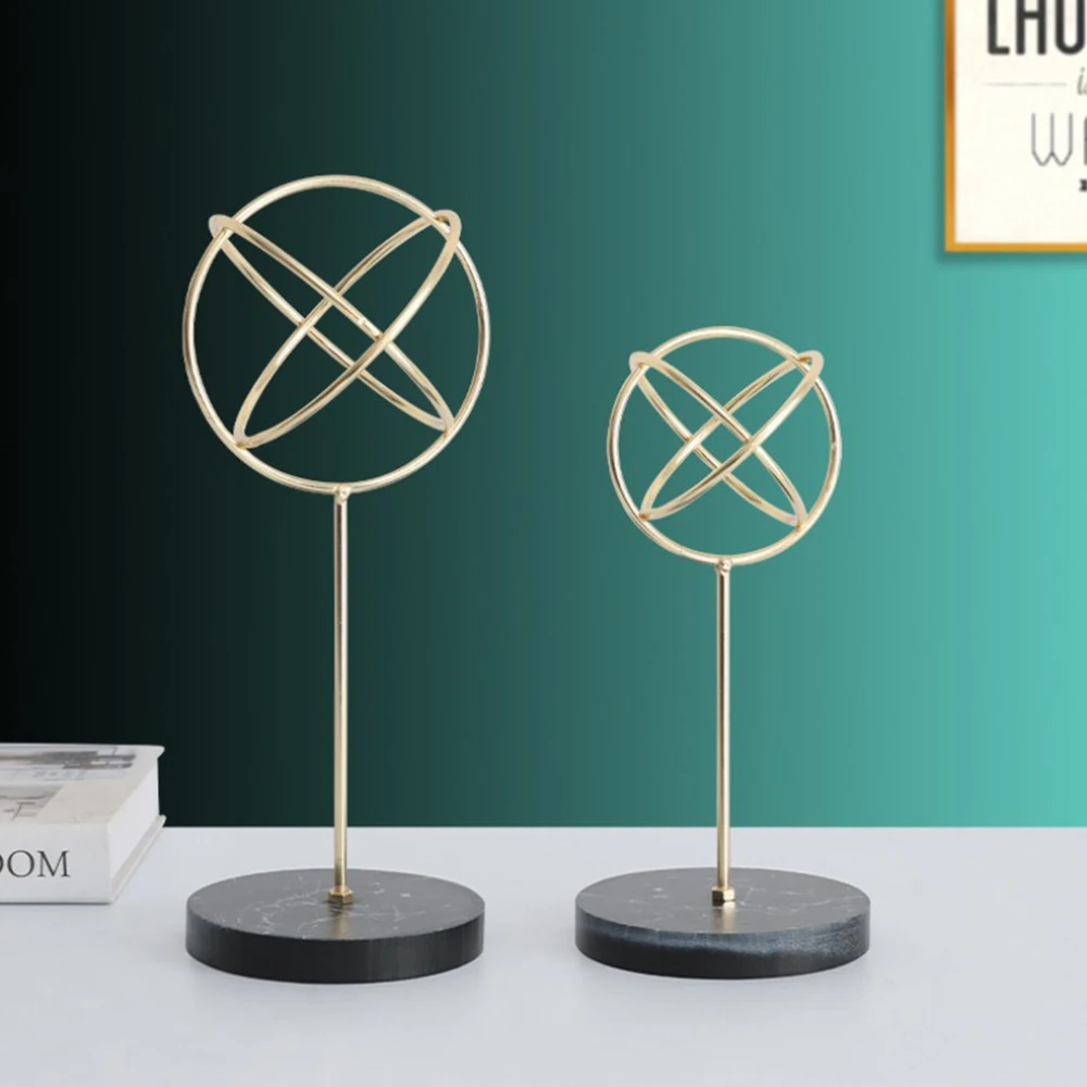 

Nordic Light Luxury Creative Globe Ornaments Wrought Iron Home Decorations Marble Base High-quality Alloy Plating Gold Crafts