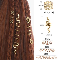 10pcsset hairpin spiral opening girl hair hoop circle dirty braid dreadlock cuffs ring women men tube clasp accessories jewelry