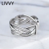 livvy silver color minimalist woven width surface thai silver ring open finger ring for women jewelry gifts 2021 trend