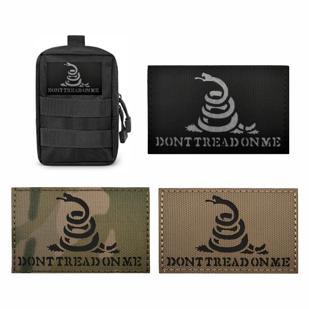 DTOM IR Patch Military Armband Badge Sticker Decal Applique Embellishment Snake Dont Tread On Me Tactical Reflective Patches