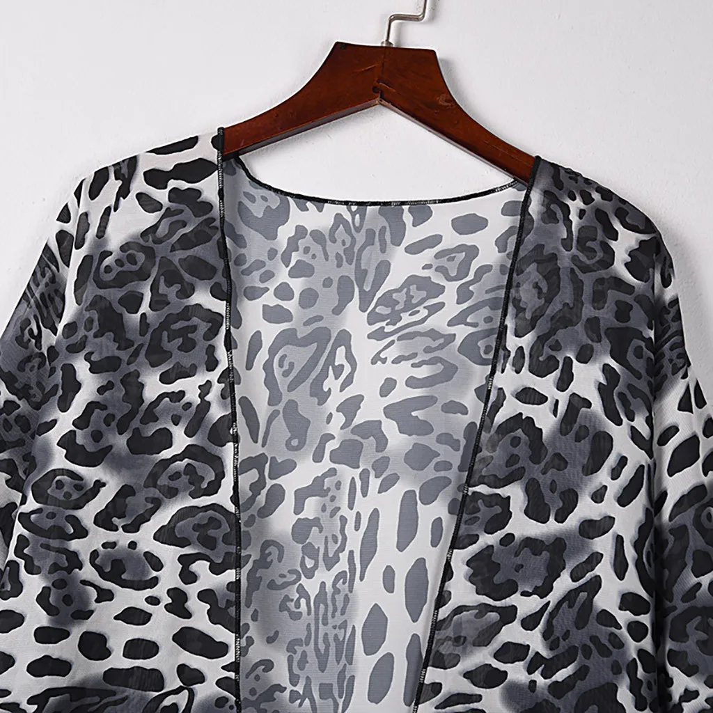 

Women Leopard Print Chiffon Beach Long Cardigan Blouse Shawl Tops Long Sleeve Outwear Summer Shirt Women Camisas Mujer30