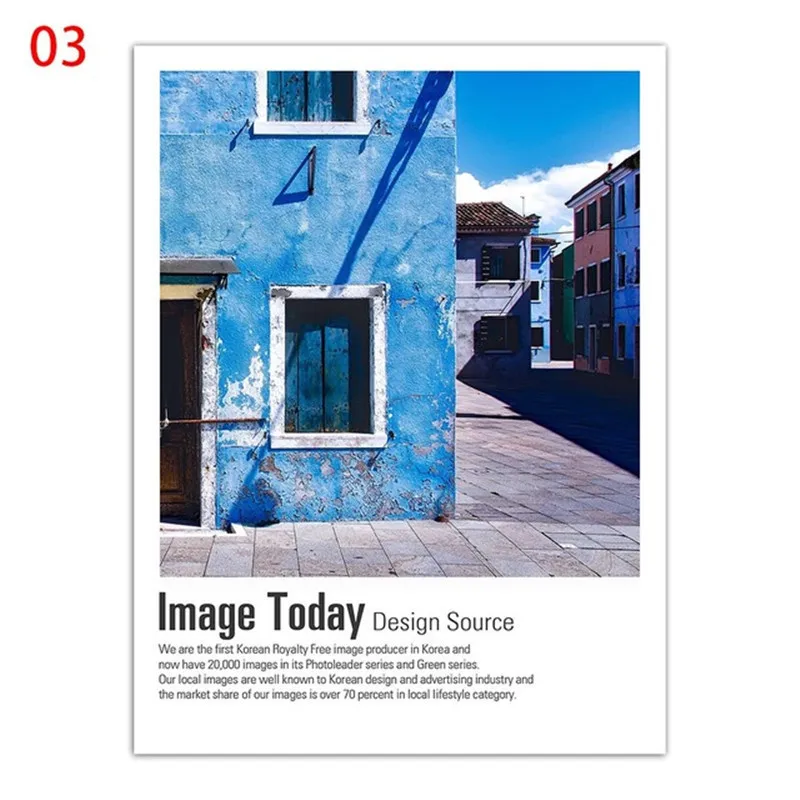 Синий дом пейзаж картины в скандинавском стиле плакаты печать дверь здание