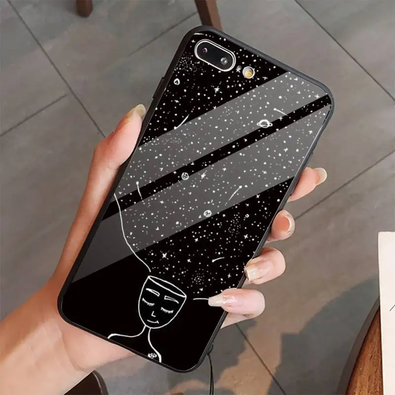 

Space Cartoon abstract Phone Case Tempered glass For iphone 5C 6 6S 7 8 plus X XS XR 11 PRO MAX
