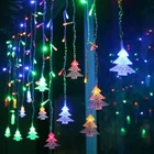 СВЕТОДИОДНАЯ Гирлянда-занавеска, 3,5 м, 96 светодиодный, Новогодняя гирлянда, свисающая на 0,4-0,6 м подвесная Рождественская елка для окон, украшения для дома
