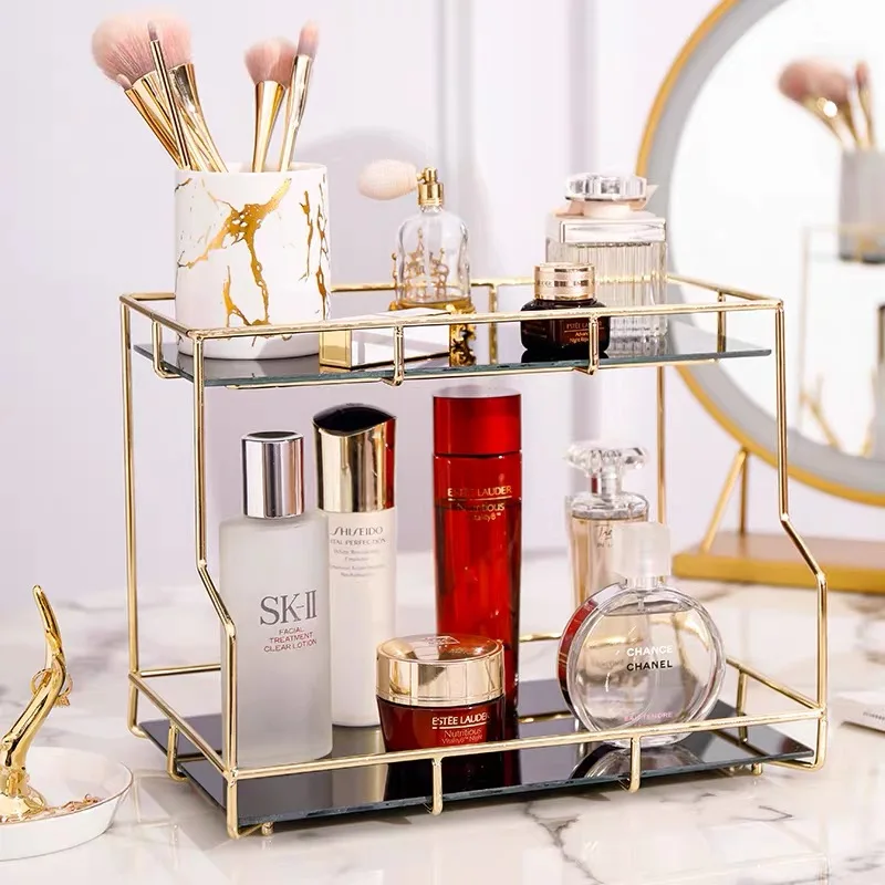 

Nordic стойка для хранения косметики Ванная комната Дисплей Настольный держатель для макияжа Органайзер для украшений Дисплей полка Туалетна...
