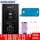 Аккумулятор NOHON для iPhone 12 11 8 7 6 S 6 SE2 SE 5S 5C 5 X XS XR литий-полимерная аккумуляторная батарея оригинальной емкости