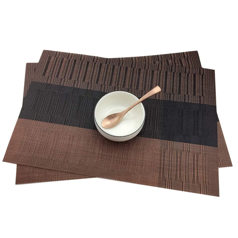 6 шт. коричневые термостойкие салфетки из ПВХ и бамбука для обеденного стола чая