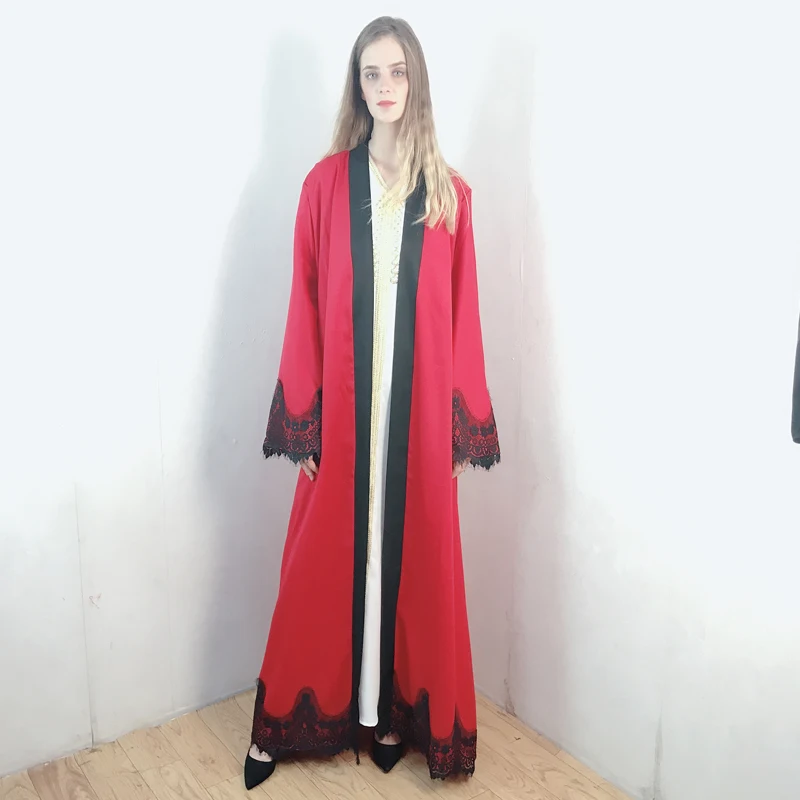 Muslim Abaya lace collage cardigan robe Ramadan Middle East Thobe popular Arab Turkey Malaysia Abaya fash