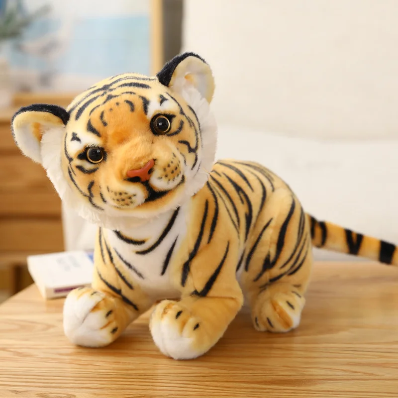 23-33cm Simulation Tiger Plush Toys Soft Lifelike Animals Pillow Pet Doll Car Sofa Decor for Kids Children Boys Birthday Gift | Игрушки и