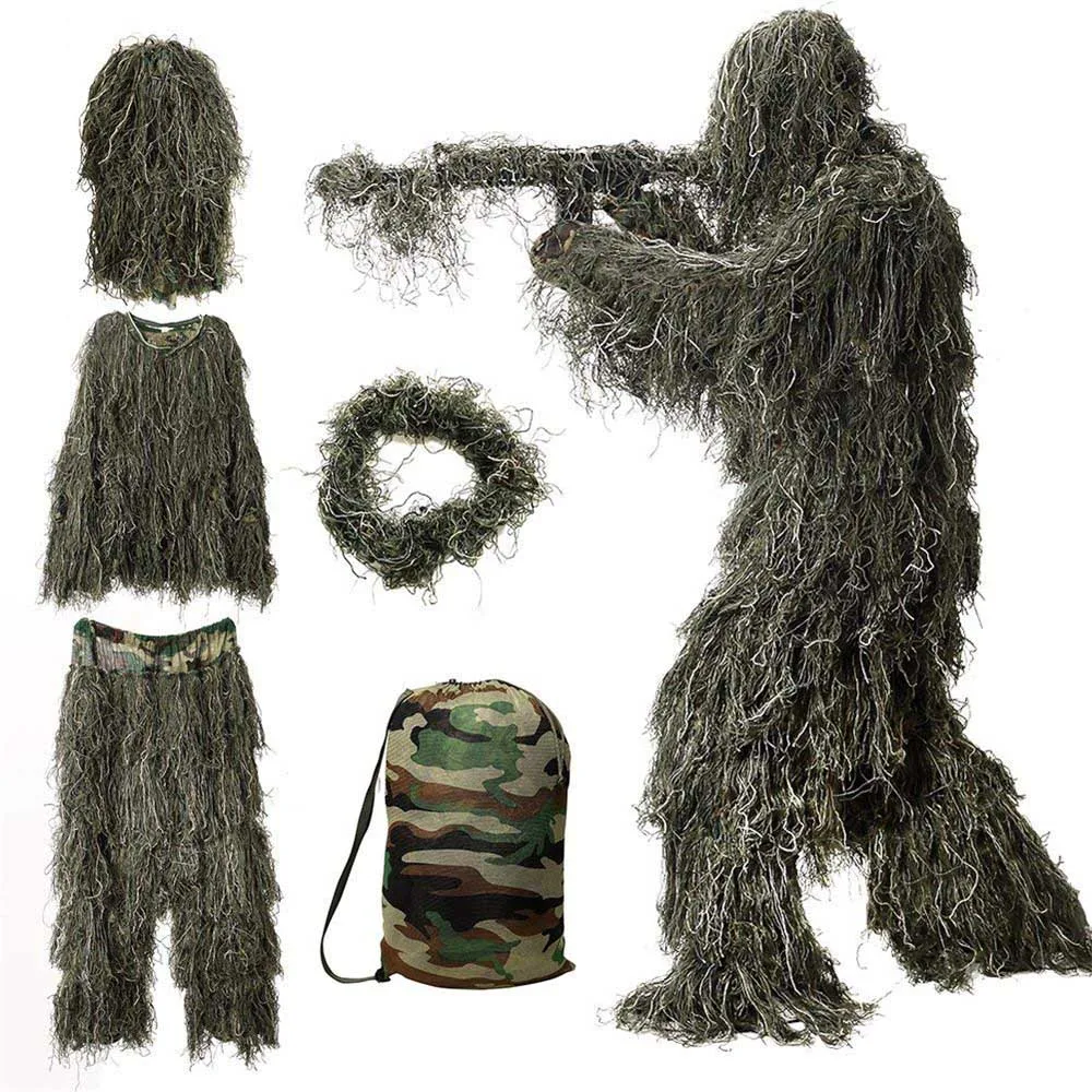 Черный Детский Камуфляжный костюм для охоты и Ghillie, одежда для скрытой охоты, костюм снайпера, армейская камуфляжная униформа, костюм Специального солдата - Цвет: Черный