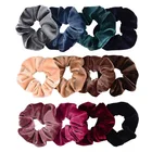 Резинки для волос бархатные для женщин и девочек, Однотонные эластичные повязки для фиксации волос в хвостик, 33 цвета, подарок