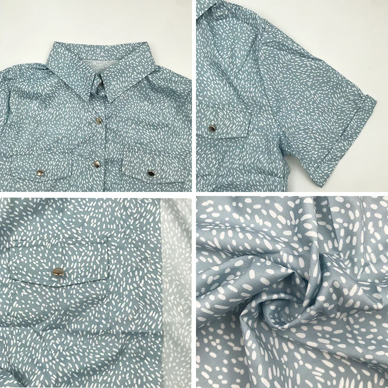 

Ladies Short-sleeved Button Bohemian Beach Dress Casual Summer Ladies Print Single-breasted Elegant Waist Shirt Dress Fashion