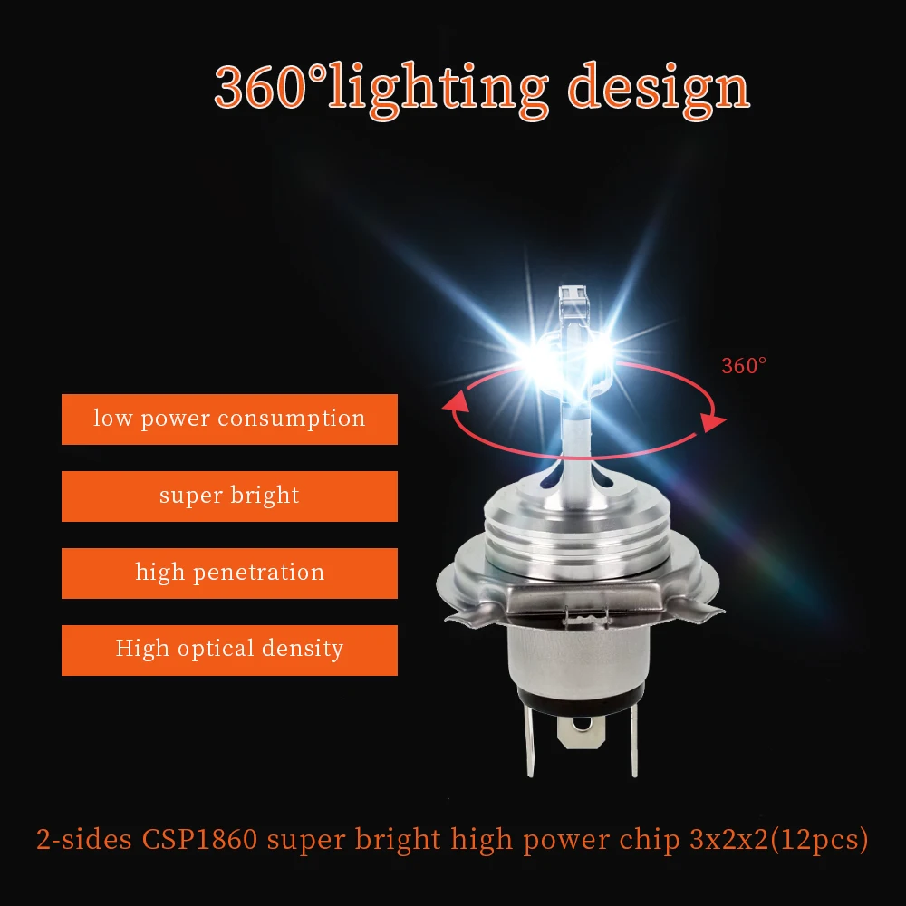 YM E-Bright светодиодный csp мотоциклетный налобный фонарь H4 1860 M2A дальний/ближний свет