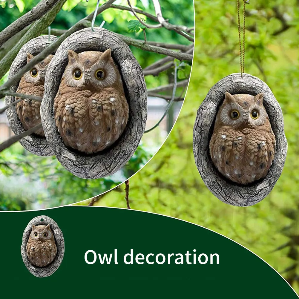 

Resin Outdoor Garden Tree Face Ornaments Owl Tree Hugger Sculpture Garden Simulation Peeker Yard Art Tree Garden Decor Ornament