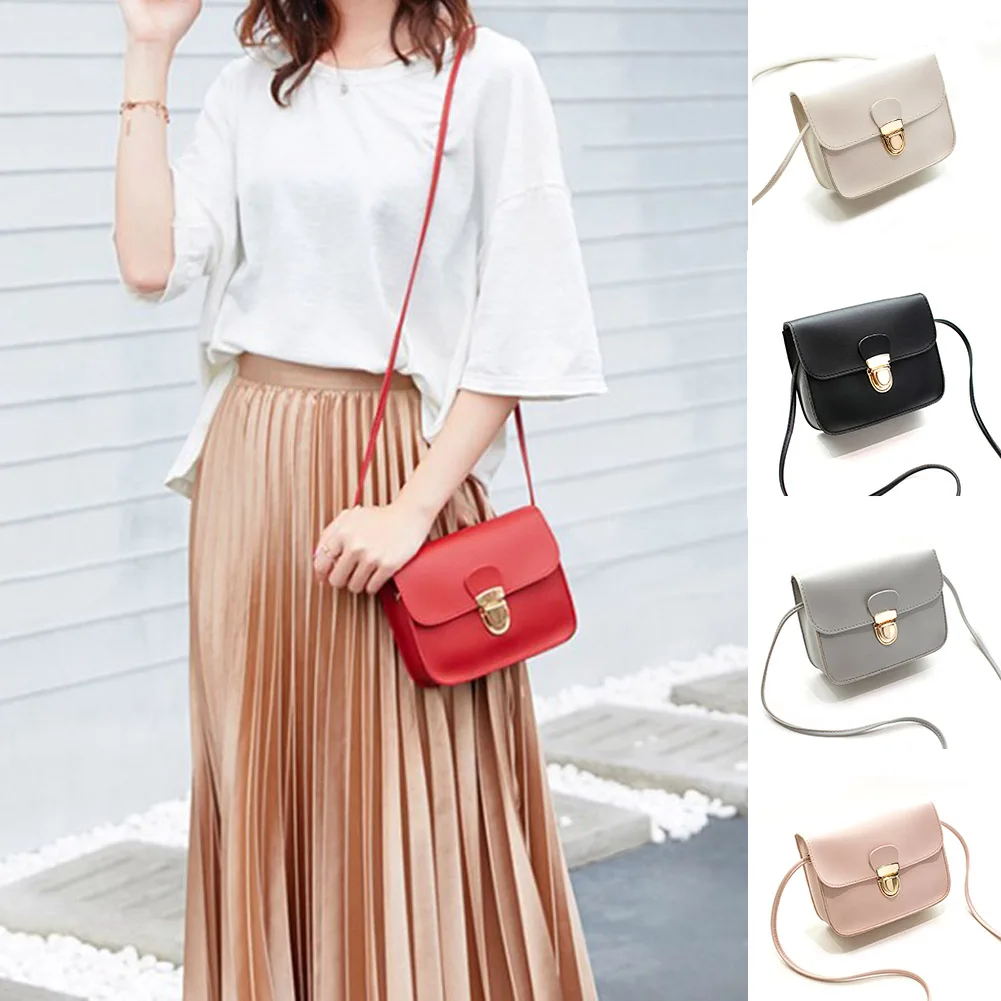 

Retro women's bag Simple square Mini Lock shoulder bag summer PU Girls Messenger Bags 2020 new Handbags Crossbody bag