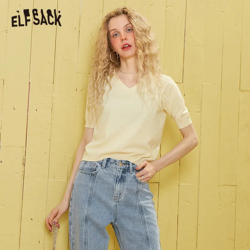 Женская трикотажная футболка ELFSACK повседневная однотонная Красная в