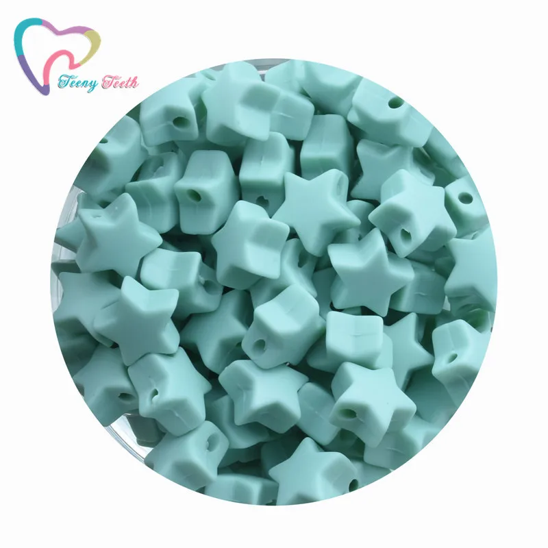 Teeny Teeth 20 PCS Turquoise Mini Heart Shape DIY Teething Necklace Jewelry Accessories Baby Teether Silicone Beads | Украшения и