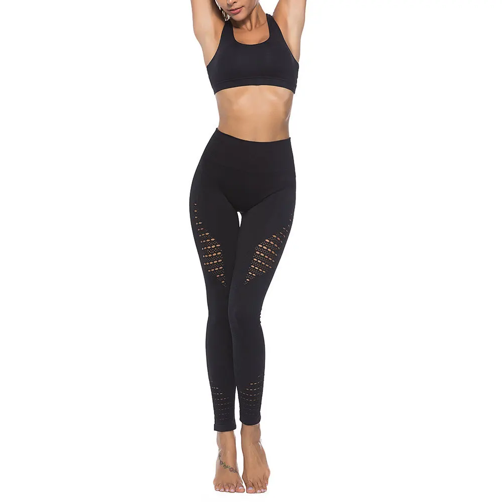 2020 Latest Women Leggings seamless hollow high waist hip fitness leggings Yo-ga pants ladies leggin casual workout | Женская одежда