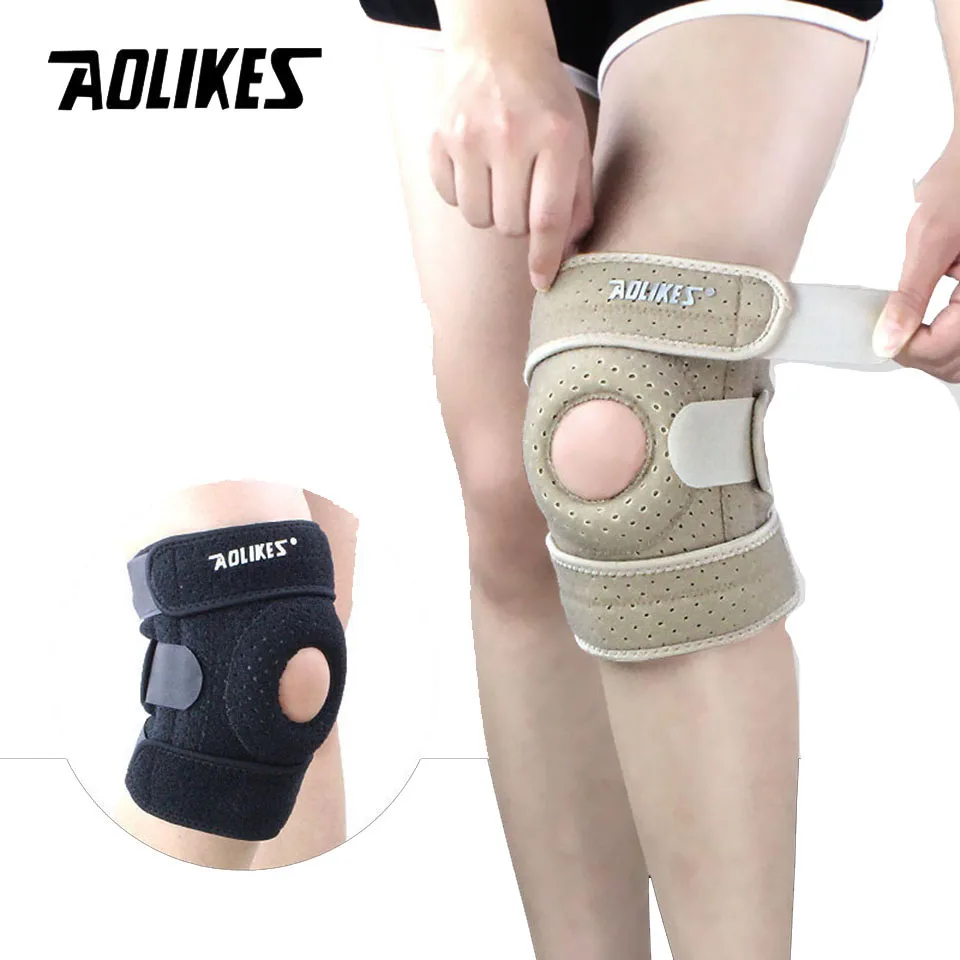 AOLIKES 1 шт., регулируемые спортивные тренировочные эластичные наколенники, наколенники, Регулируемые Наколенники, наколенники с отверстиями для безопасности