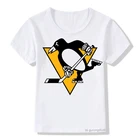 Лидер продаж 2021, футболка для мальчиков, забавная мультяшная Футболка с принтом пингвина, игры в хоккей, футболка для девочек, летняя модная детская футболка, топы в стиле хип-хоп