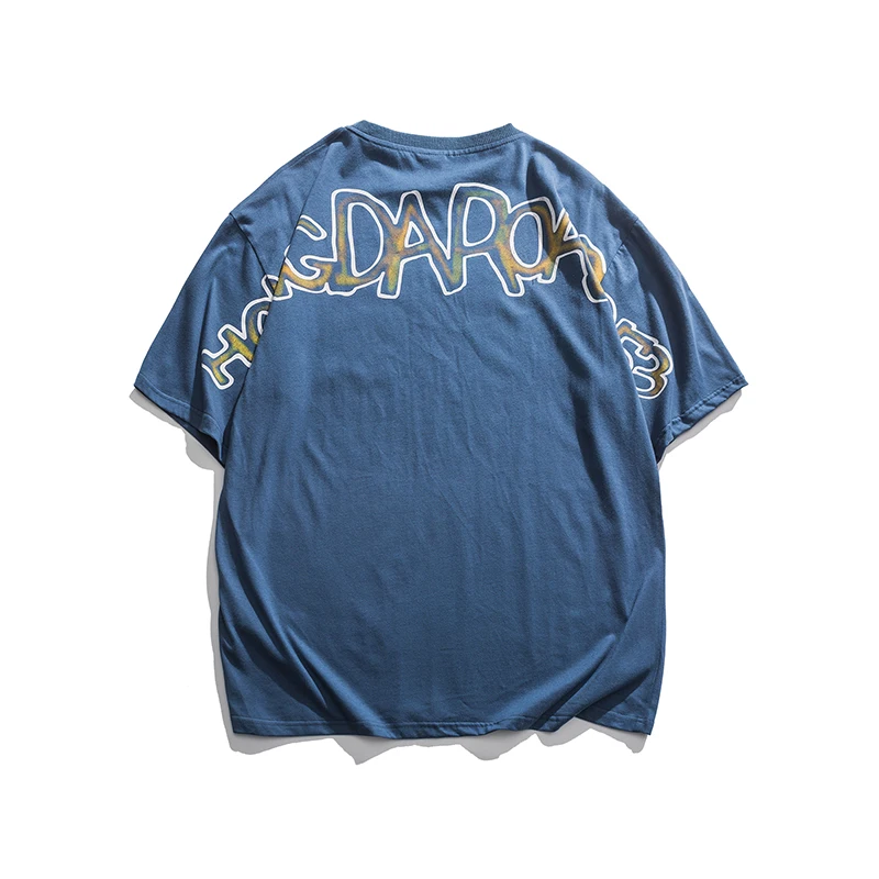 Футболка мужская оверсайз с буквенным принтом модная уличная рубашка круглым