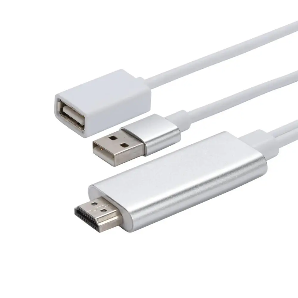 Кабель преобразователь HDTV для iPhone iPad Android на HDMI ТВ адаптер с USB портом питания